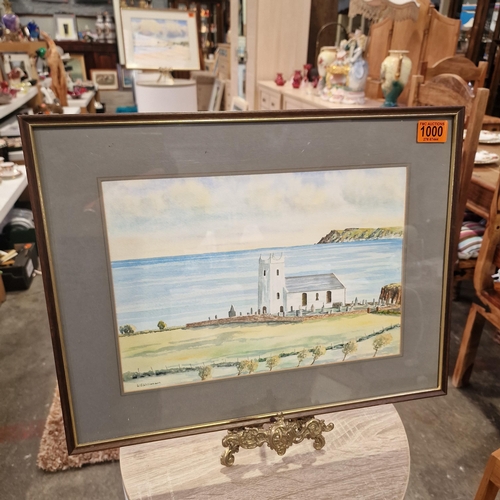 1000 - G Williamson Watercolour Ballintoy Church