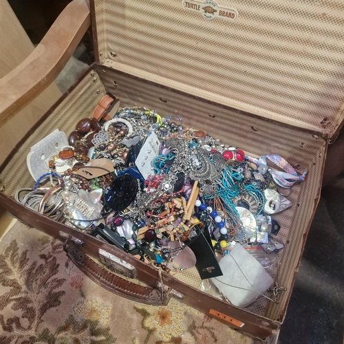 111 - Old Suitcase & Costume Jewellery