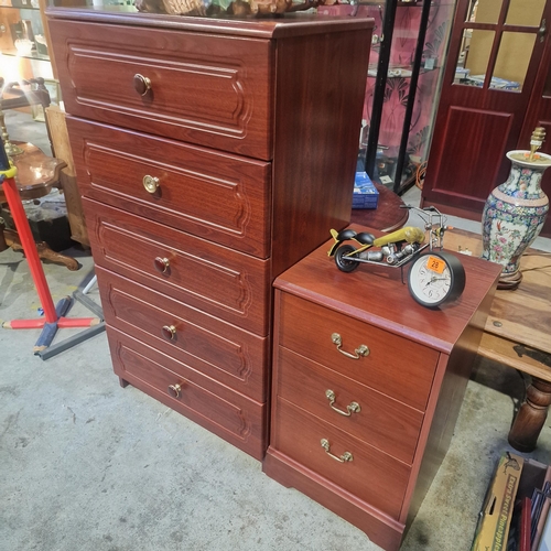 27 - 5 Drawer Chest & Bedside Cabinet