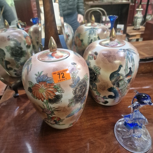 72 - Pair Of Chinese Lidded Jars