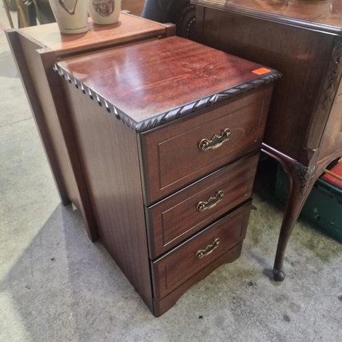 73 - Mahogany 3 Drawer Bedside