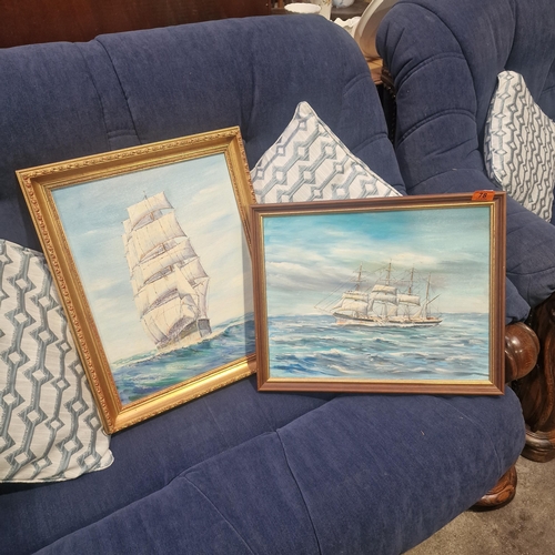 78 - Oil On Board Boat Paintings