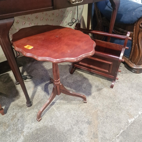 82 - small Mahogany Pedestal Table & Magazine Rack