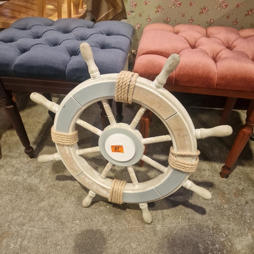 87 - Decorative Wooden Ships Wheel