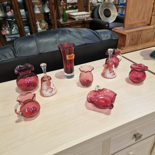 998 - 7 Pieces Of Cranberry Glass