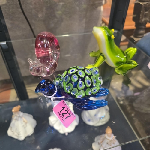 127 - 3 Murano Style ornaments inc Turtle, Frog & Snail