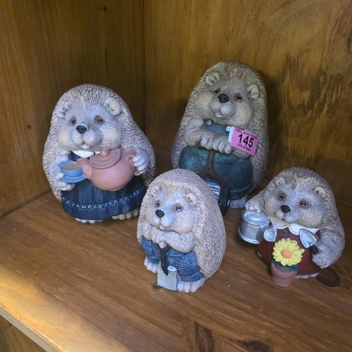 145 - Shelf Lot Of Hedgehog Ornaments