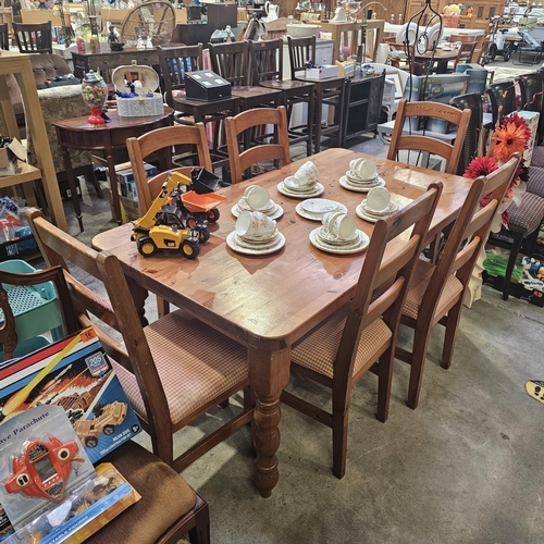 13 - Solid Pine Table & 6 Chairs (Needs Upcycled)