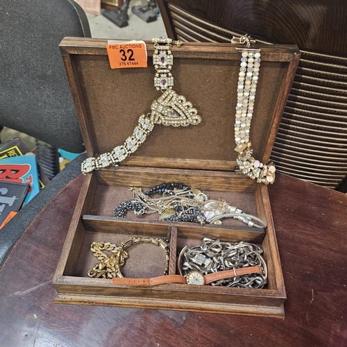 32 - Jewellery Box & Contents