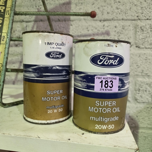 183 - 2 Tins Of Ford Super Motor Oil 20w-50