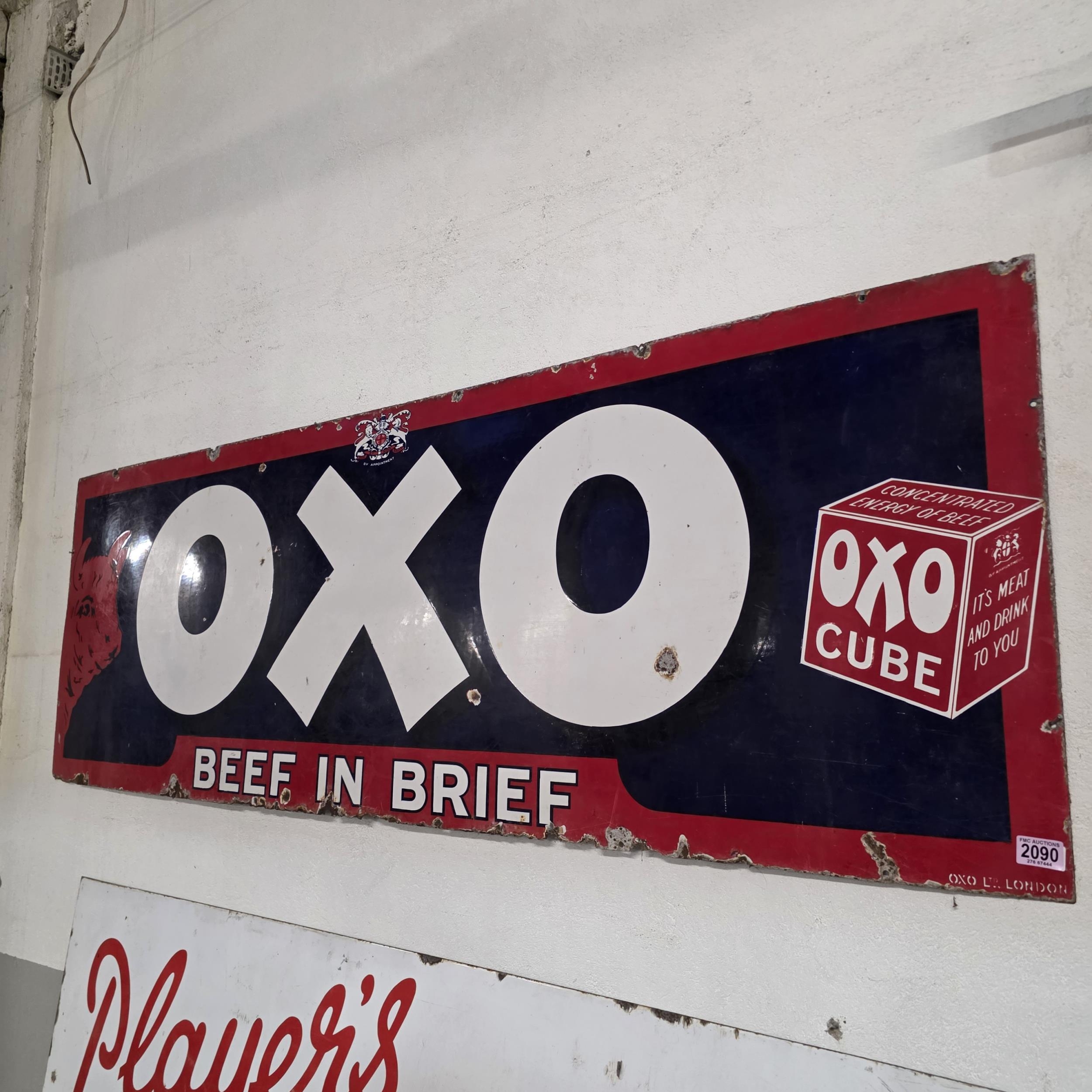 A Very Good Oxo 'Beefin Brief' Enamel Sign