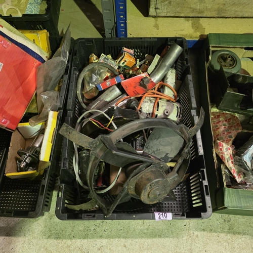 210 - Crate Of Assorted Vintage Car Parts