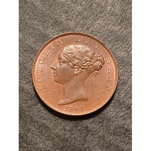 Coins: Halfpennies - 1841 toning with lustre GEF 2 rev verd patches in ...