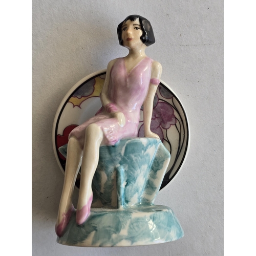 143 - Peggy Davies Ceramics - Mini Clarice Cliff. Hand-modelled, hand-painted in Stoke-on-Trent, and depic... 