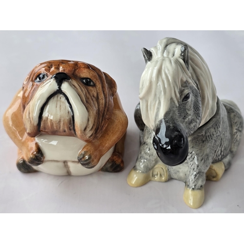 145 - Kevin Francis Ceramics Two Facepots - Bertie the Bulldog, and Misty the pony, each with interior pri... 