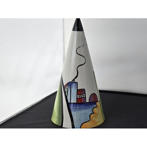 151 - Lorna bailey Pottery- Rare Giant conical Sugar Sifter in Deco House design. signed on base,  Handmad... 