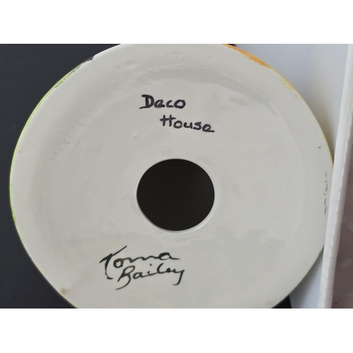 151 - Lorna bailey Pottery- Rare Giant conical Sugar Sifter in Deco House design. signed on base,  Handmad... 