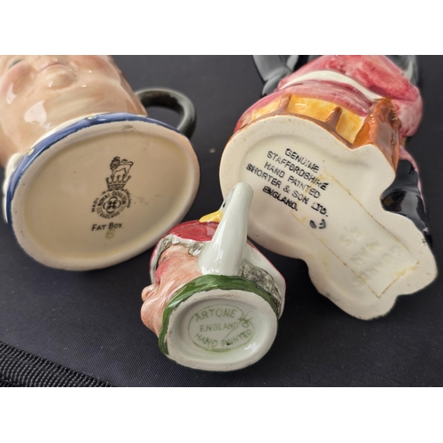 155 - Toby Jug & two Character Jugs. GuardsMan by Shorter & son Ltd, 12cms high, Fat Boy by Royal doulton,... 