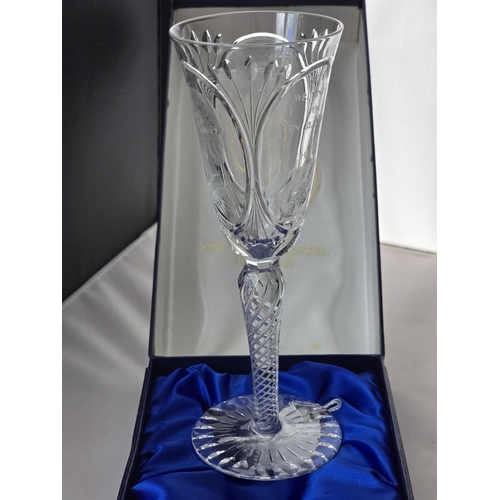 158 - Very impressivley made Webb Corbett crystal twist-stem wine/champagne glass with excellent hand-cutt... 