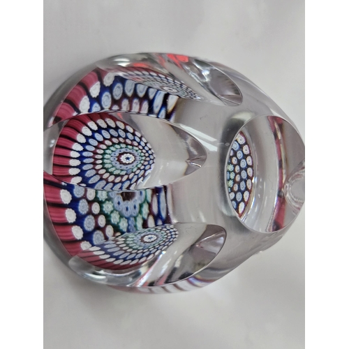 159 - Whitefriars Glass paperweight - 1978 Tall dome conical concentric weight, red etc canes, top window ... 