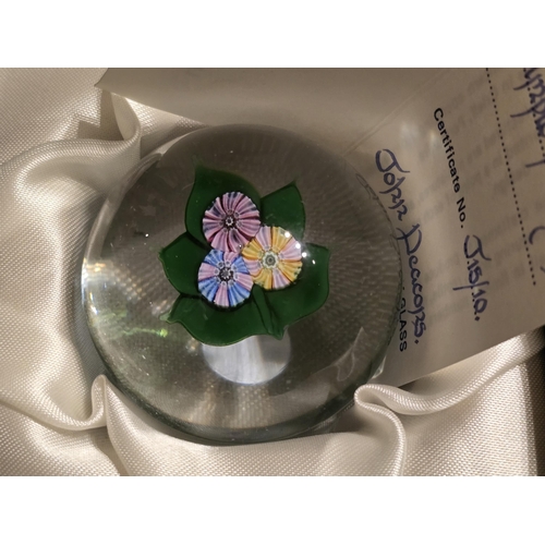 162 - Jay Glass paperweight. Simple Nosegay on clear. By John Deacons & Allan Scott 1979 Very good conditi... 