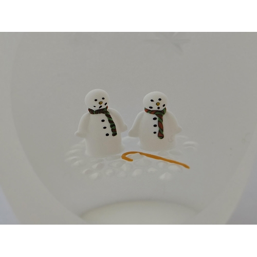 19 - Perthshire Paperweight Xmas 1997 Xmas - a unique design with 2 snowmen wearing scarves on a clear gr... 