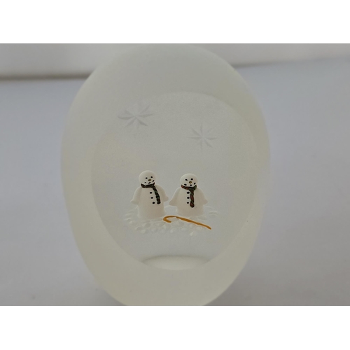 19 - Perthshire Paperweight Xmas 1997 Xmas - a unique design with 2 snowmen wearing scarves on a clear gr... 