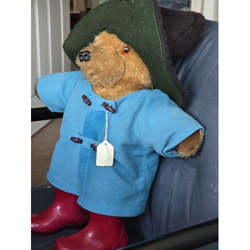 26 - Large Paddington Bear soft toy. Vintage. Plush fur, light tan. Growler noise working, Very good cond... 