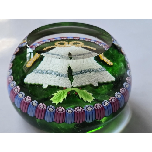 45 - Perthshire Paperweights 1994 Xmas weight. Two bells composed of many stardust canes , tied with a bo... 