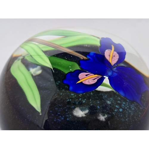 59 - Mayauel Ward paperweight - Large 3D weight from Mayauel featuring an iris of rich blue petals, touch... 