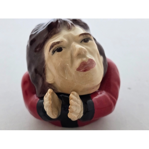 121 - Two Peggy Davies/Kevin Francis pottery small  Face Pots.George Harrison & Mick Jagger. Hand made and... 