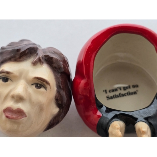 121 - Two Peggy Davies/Kevin Francis pottery small  Face Pots.George Harrison & Mick Jagger. Hand made and... 