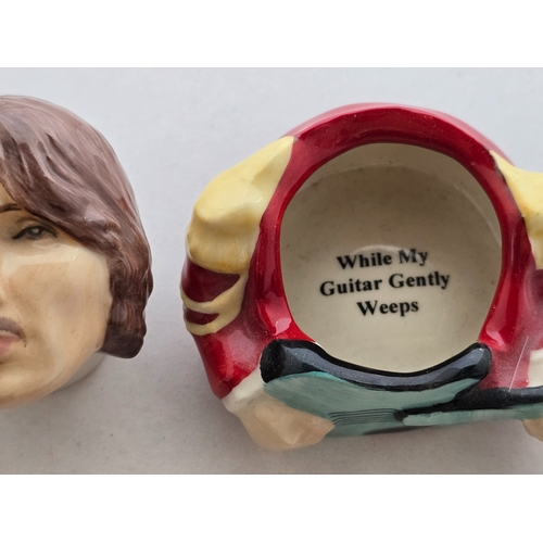 121 - Two Peggy Davies/Kevin Francis pottery small  Face Pots.George Harrison & Mick Jagger. Hand made and... 