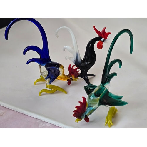 139 - Vintage Murano hand-made glass animals: Cockerel, Colourful - larger piece, approx 140mm high. Excel... 