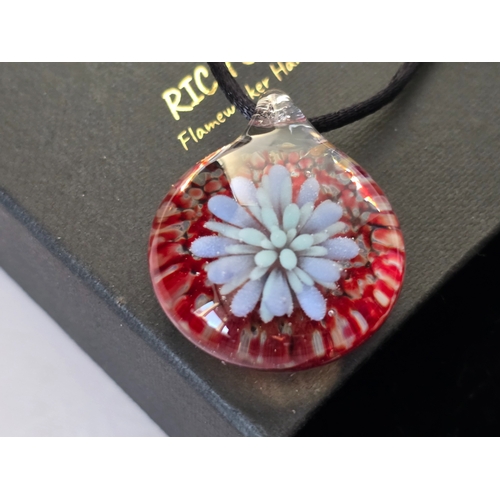 145 - Pendant/necklace Paperweight glass jewellery/jewelry. Attractive flameworked piece hand made by Rich... 