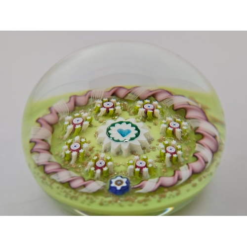 165 - Charles Kaziun Jnr paperweight  - Pretty  miniature weight with a lovely central heart cane, an oute... 