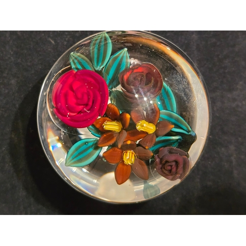 167 - Colin Richardson paperweight - Very attractive One-off special bouquet with red rose from Colin, a r... 