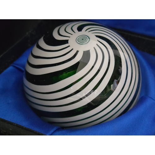 172 - Perthshire Paperweight: PP70 Large Swirl. 1984/5 Excellent condition. White and a dark translucent g... 