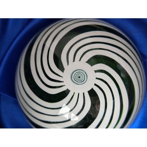 172 - Perthshire Paperweight: PP70 Large Swirl. 1984/5 Excellent condition. White and a dark translucent g... 