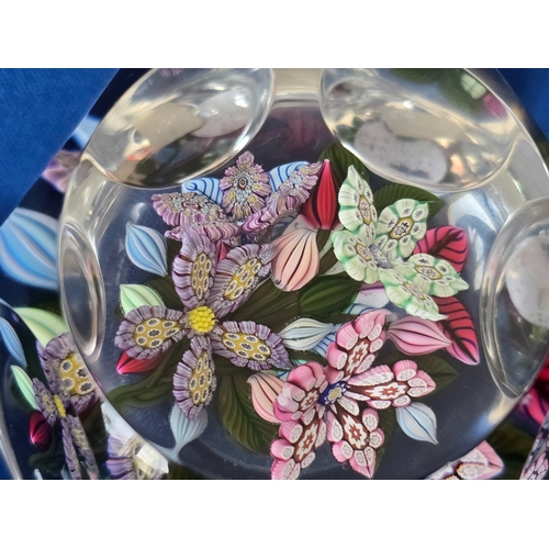 177 - Peter McDougall paperweight.1:1  Unusual Four flowers & buds made entirely from canes rather than la... 
