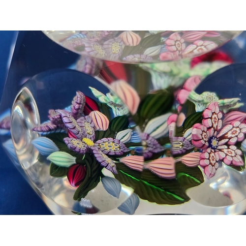 177 - Peter McDougall paperweight.1:1  Unusual Four flowers & buds made entirely from canes rather than la... 