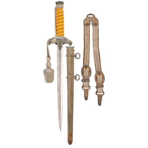 312 - German Third Reich Army Officer’s Dagger with straps and knot by WKC, Solingen.  A good example with... 