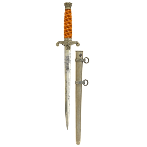 315 - German Third Reich Army Officer’s dagger  A good unmarked example with amber ivorine twist grip and ... 