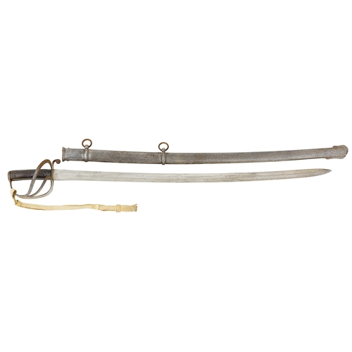 408 - 11th Hussars Trooper’s Victorian 1853 pattern sword.  A rare example, plain slightly curved blade wi... 