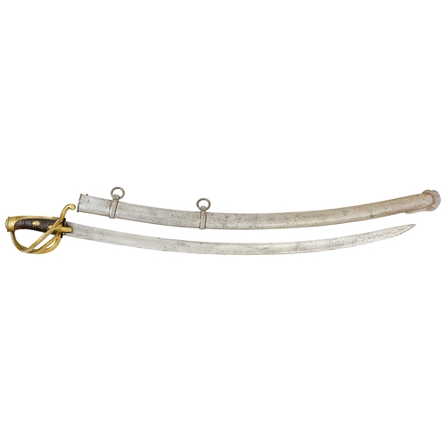 412 - 19th Century French Light Cavalry Trooper’s Sword.  A good example with a single edged curved 34 1/2... 