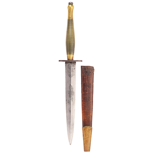 423 - WW2 2nd pattern Fairbairn-Sykes Personalised Commando fighting knife.  A rare example. Double edged ... 