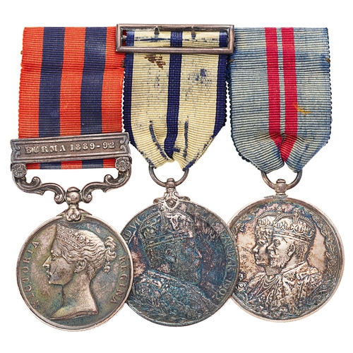 84 - Indian Medical Service Surgeon’s Group of Three Medals.  Awarded to Surgeon Major W. Molesworth of t... 