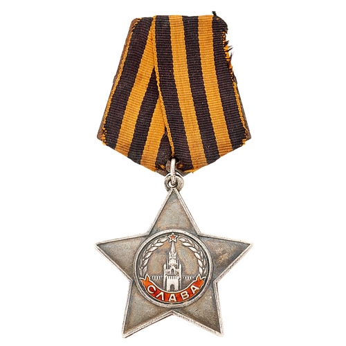 92 - Russia. Soviet Order of the Glory, 3rd Class, WW2 breast badge.  A good silver and enamel example on... 