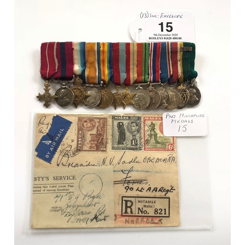 15 - Miniature Medals of Brigadier Norman Vause Sadler OBE DCM., TD Awarded to Brigadier Norman Vause Sad... 