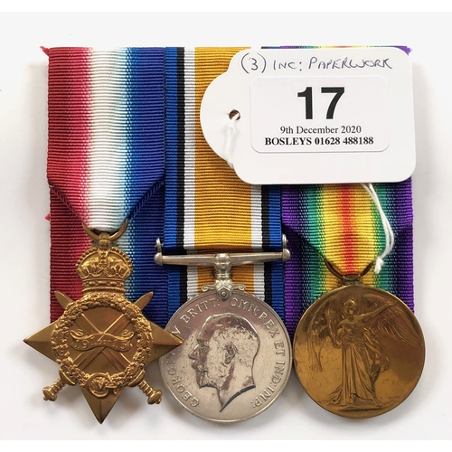 17 - WW1 Essex Regiment Gallipoli Veteran Group of Three Medals.  Awarded to “2100 SJT C.E. BRACKENBOROUG... 